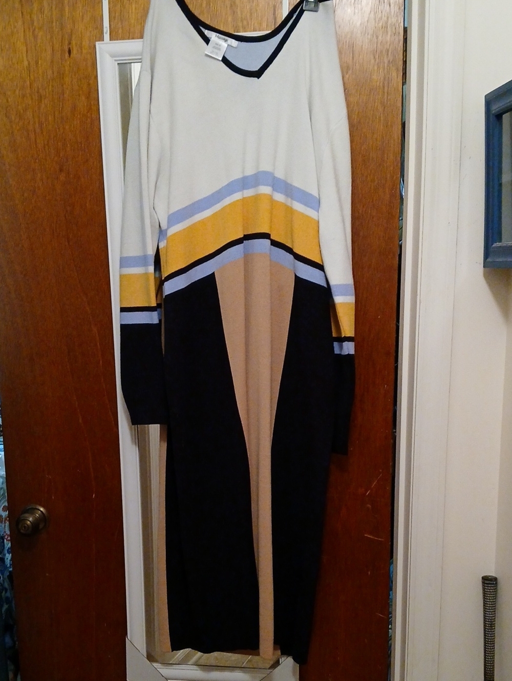 Women’s Colorblock Midi Dress - Navy, Cream & Mustard